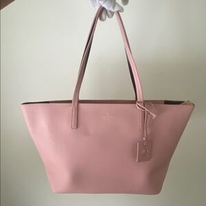 Kate Spade Large Haven Street Leather Pink Tote w/ Bag Charm, Great Condition